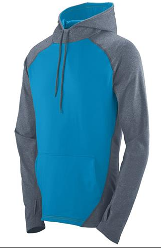 Blue sweatshirt with gray sleeves