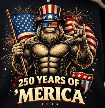 Sasquatch 250 years of 'Merica t-shirt