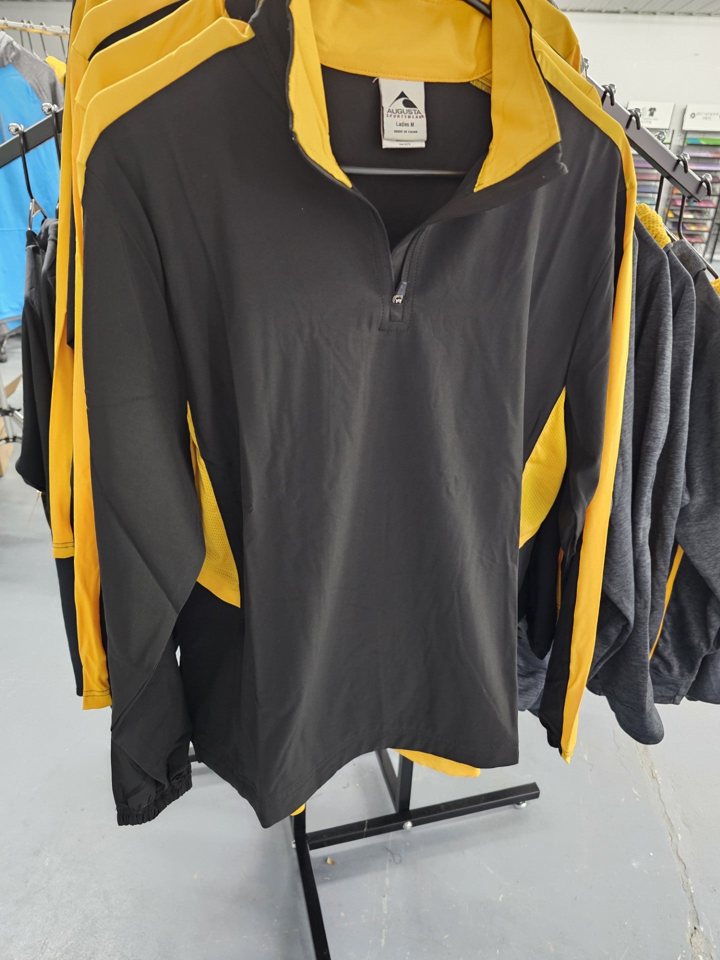 Women's Augusta Quarter Zip Jacket - Black & Gold Athletic Shirt