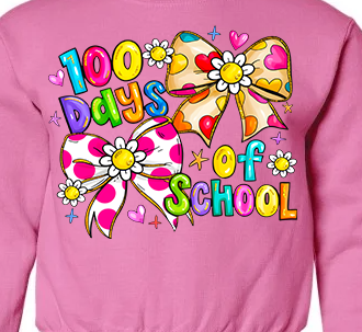 100 Days of School with Colorful Bows - Girls School Shirt