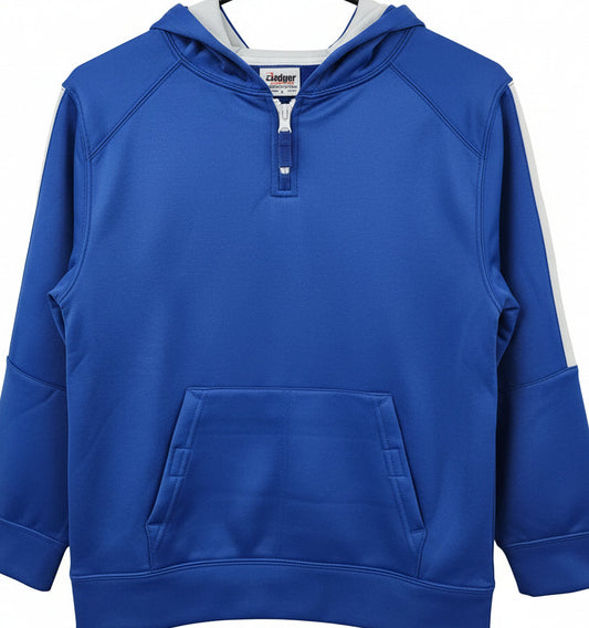 Youth Badger Sport Hooded Sweatshirt - Blue with White Stripe