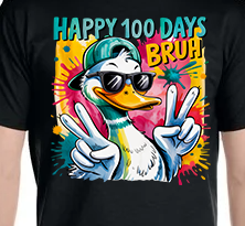 100 Days of School Duck Shirt - Kids School Celebration Tee