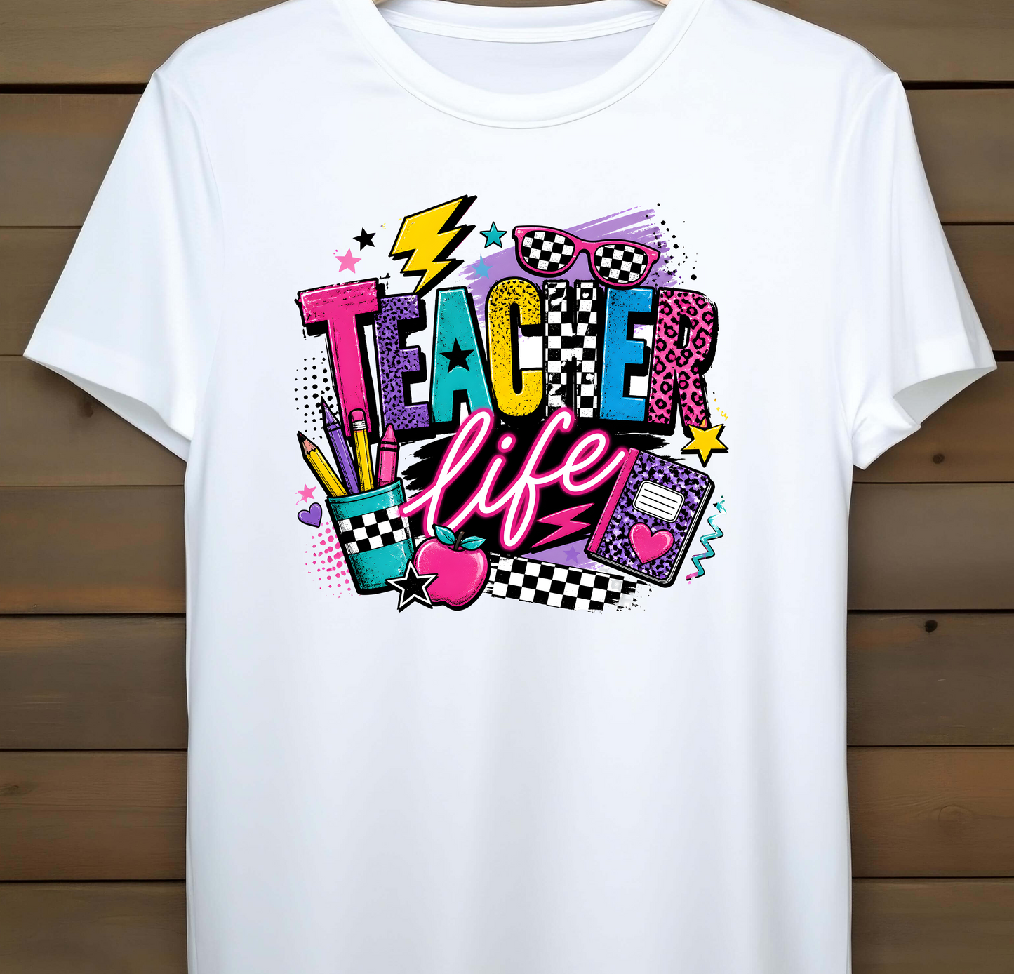 Colorful Retro - Teacher Life - back to school Tee