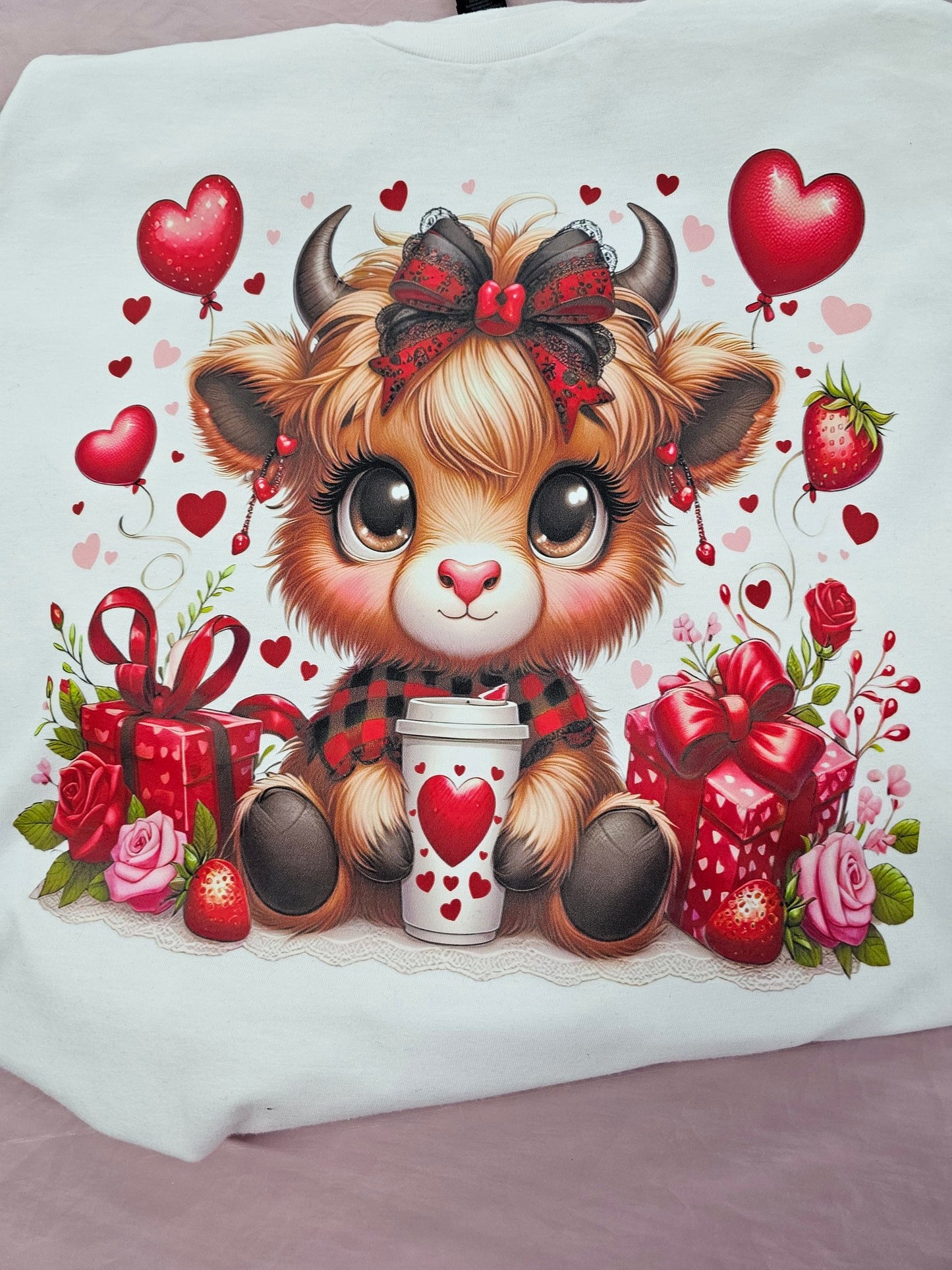 Red Heart, Coffee Drinking Calf - Cute Overload - Shirt