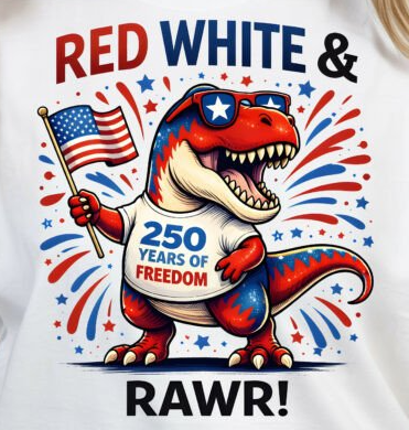 Red, White and Rawr - t-shirt