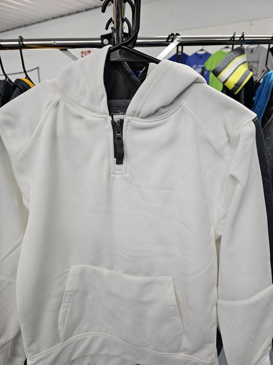 Youth Badger Sport Hooded Sweatshirt - White with Gray Stripe